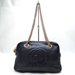 Gucci Black Shoulder Bag with Gold Chain